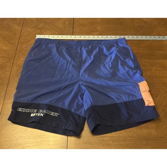 VTG Eddie Bauer EBTEK Men's L Blue Orange Shorts Swimming Trunks CA00665 WPL9647 - Picture 2 of 13